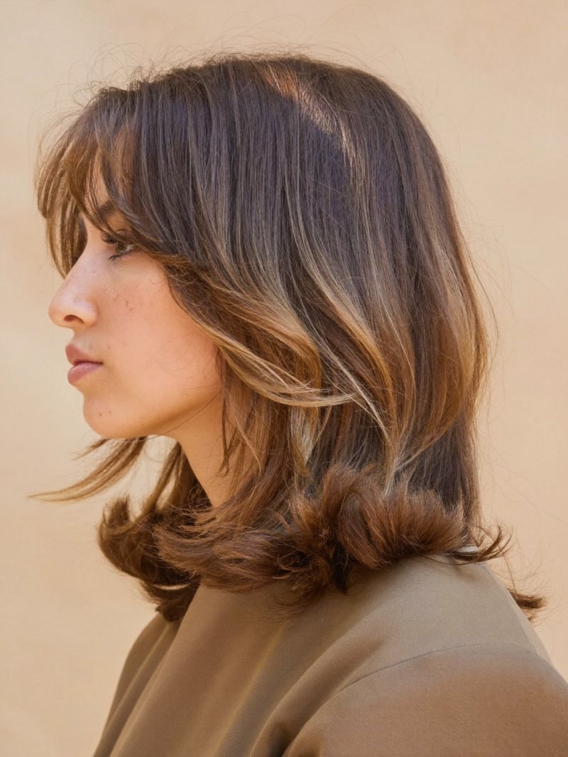 Medium length layered haircuts with soft long layers on brown hair