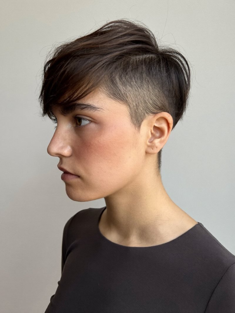 Pixie with a subtle undercut at the nape