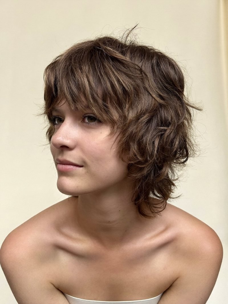 Shaggy grown-out pixie with soft layers